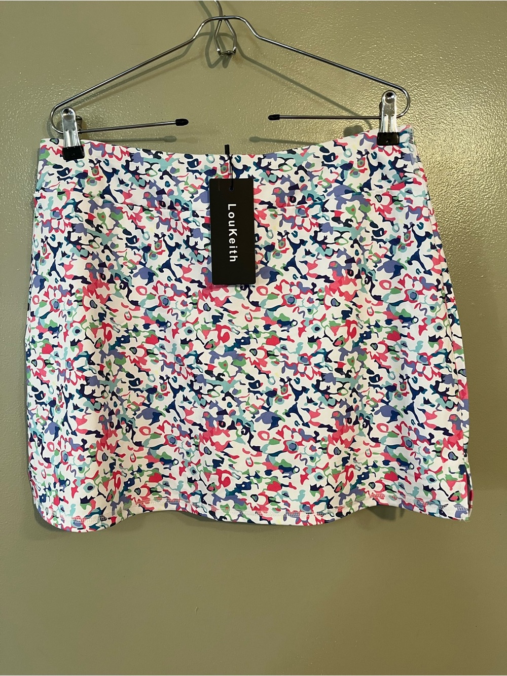 Floral Print Mini Skort Tennis Golf White Multi Lou Keith Size XL NWT